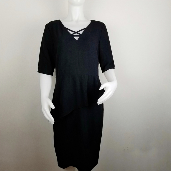 Thalia Sodi Size 12 Black Asymmetrica Peplum Dress - Picture 2 of 7